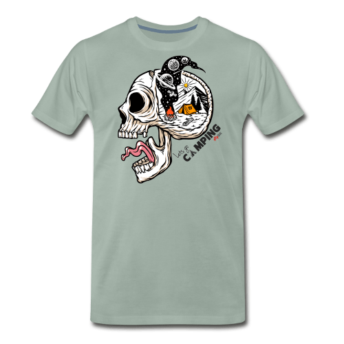 Men's Premium T Shirt - Lets Go Camping  - Steel Green