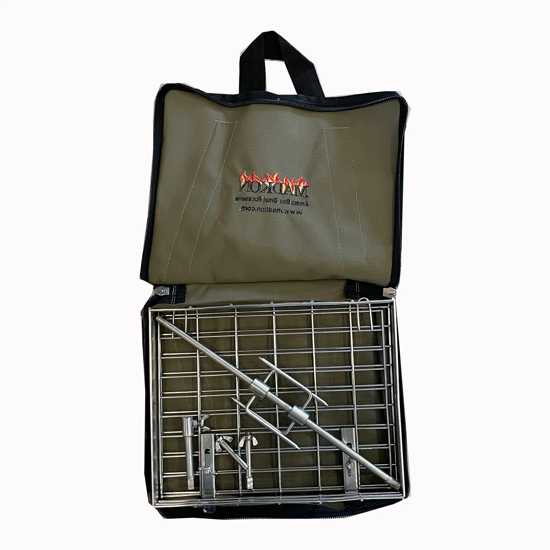 MadKon Ammo Box Braai Flat Basket and Skewer Rotisserie - Image 4