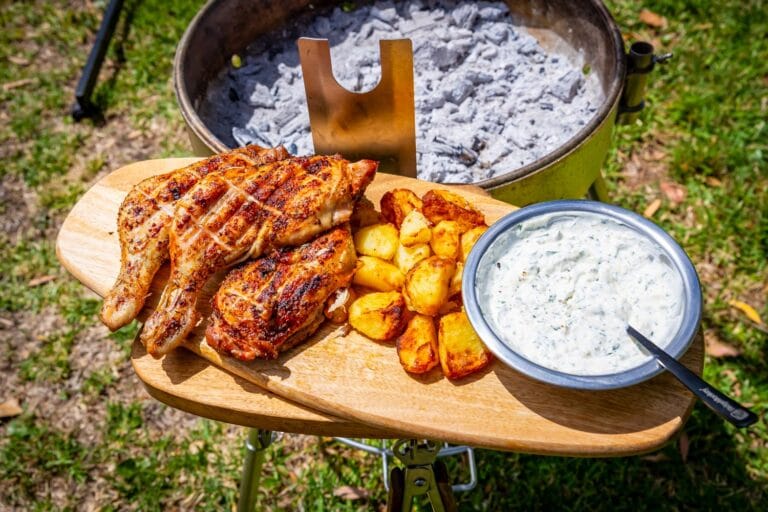 Ricko’s Spun Lemon Pepper Chicken with Tallow Fried Potatoes and Adonis Sauce