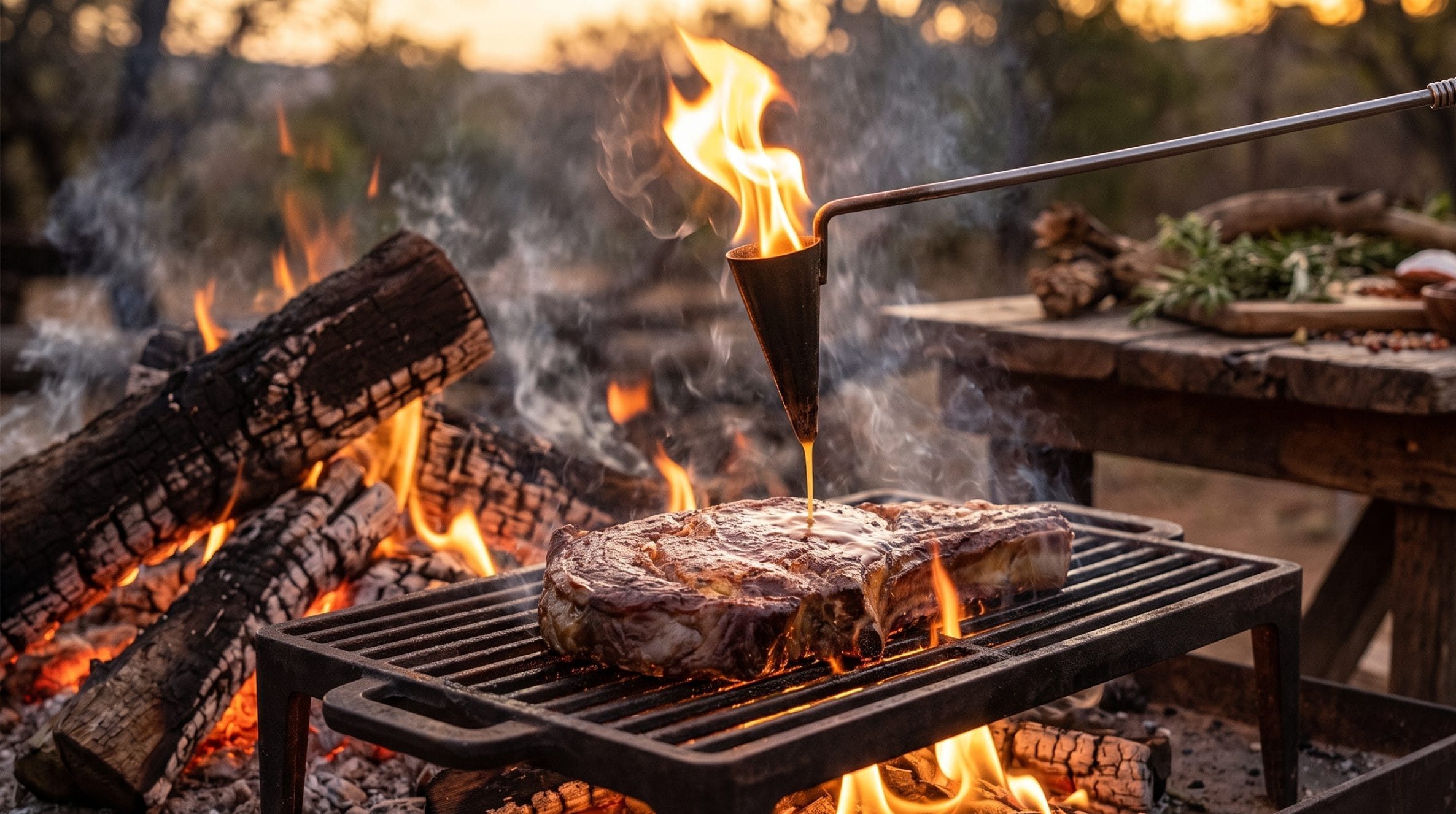 How to Use a Flambadou: Flaming Fat Basting, Step by Step