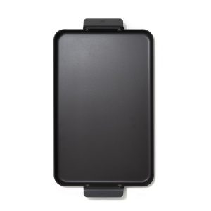 OXO Outdoor carbon steel double burner griddle with a handle at each end, top view