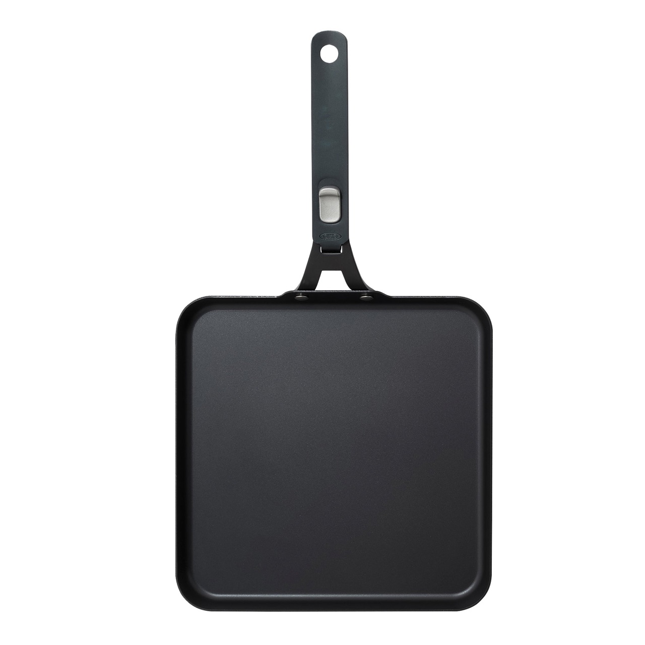 OXO Outdoor carbon steel square griddle pan with removable handle, top view